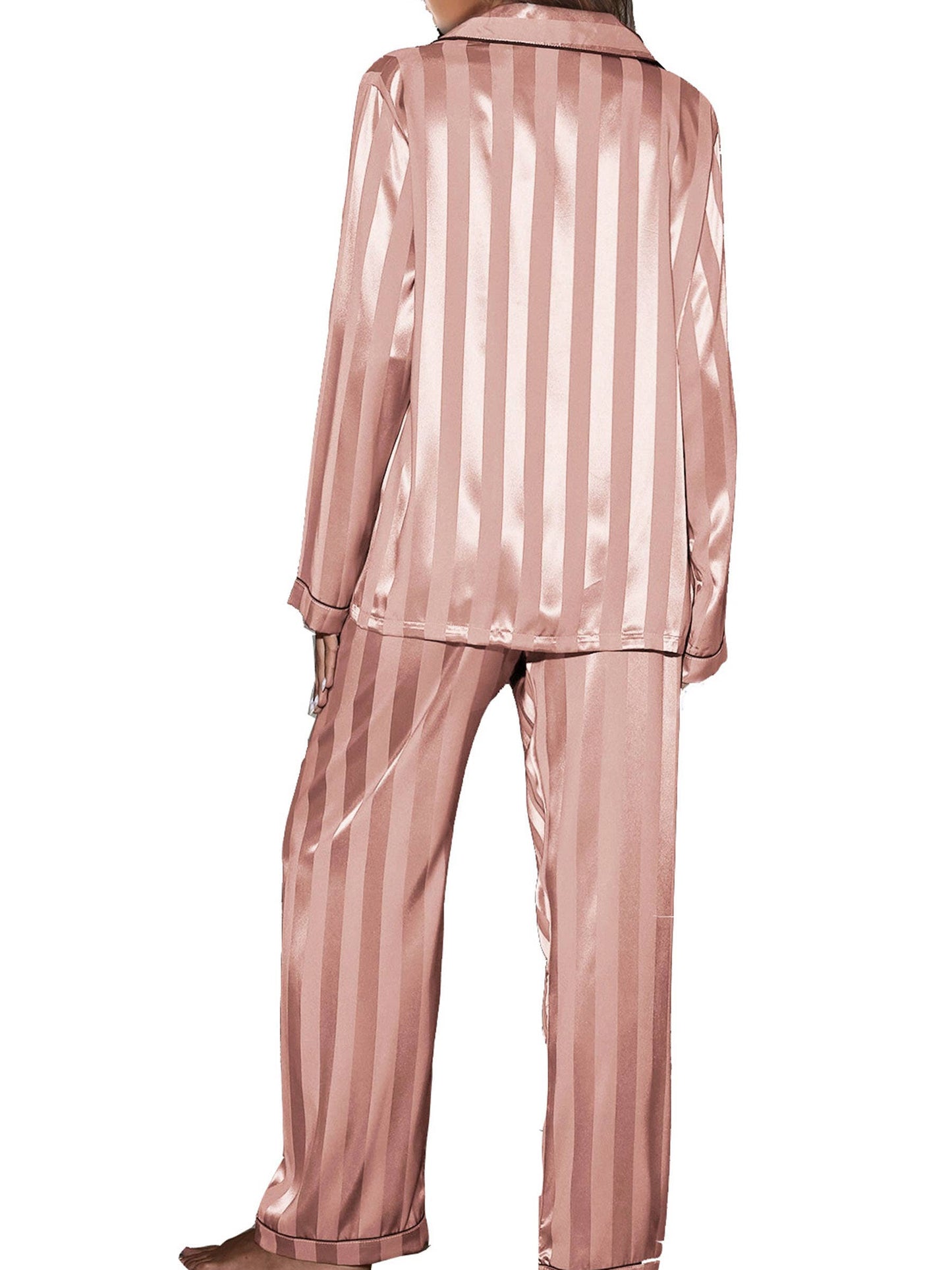 2 Piece Button Front Sleepwear Pants Set Loungewear