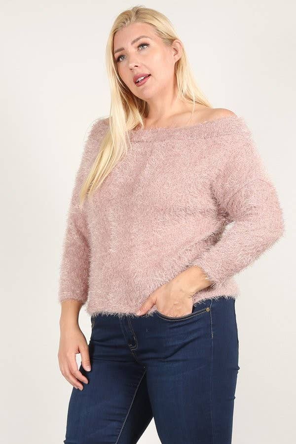 Plus Size Faux Mink Sweater Top