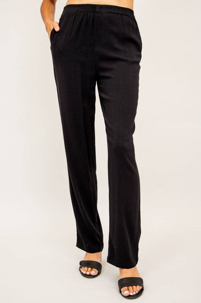 Bella Pant, Black, Linen Bamboo