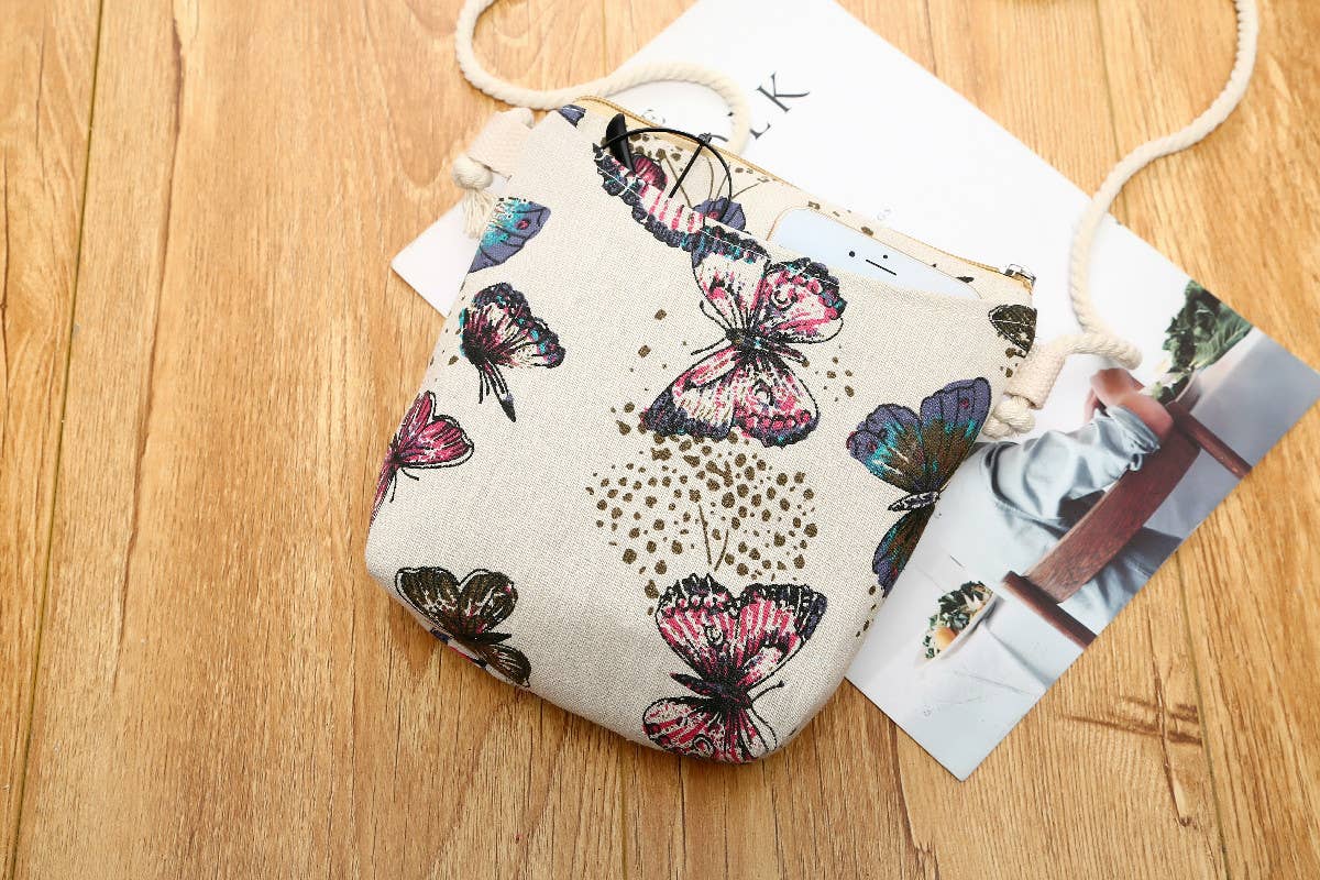 Butterfly Crossbody Bag With Rope Strap