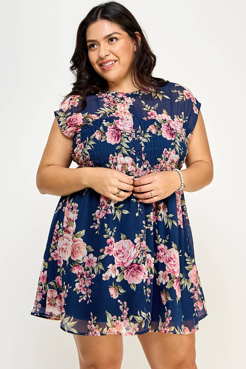 Floral Print Button-Down Dress