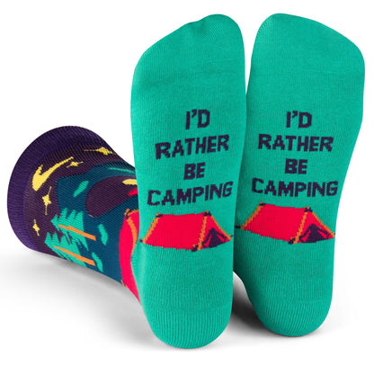 I'd Rather Be Camping Socks (Purple/Teal) Socks