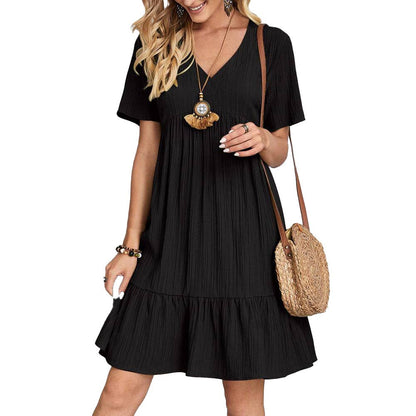 V-Neck Short Sleeves Daily Short Dress 23128