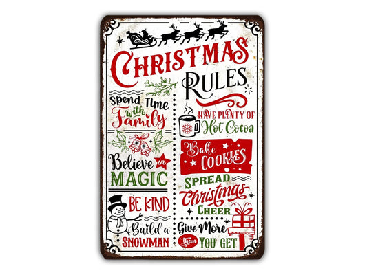 Christmas Rules Metal Vintage Style Sign