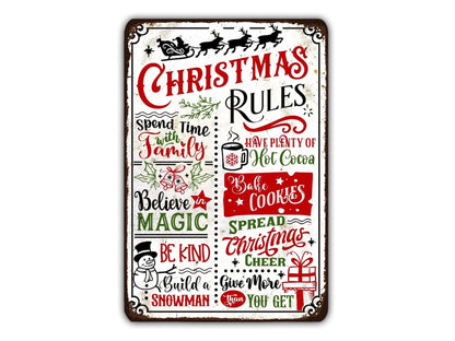 Christmas Rules Metal Vintage Style Sign