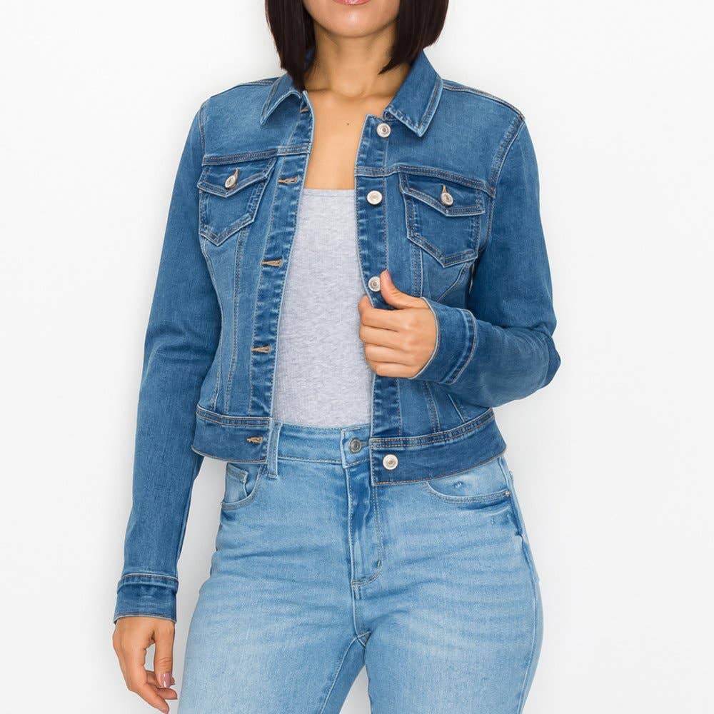 STONE-WASHED BASIC DENIM JACKET