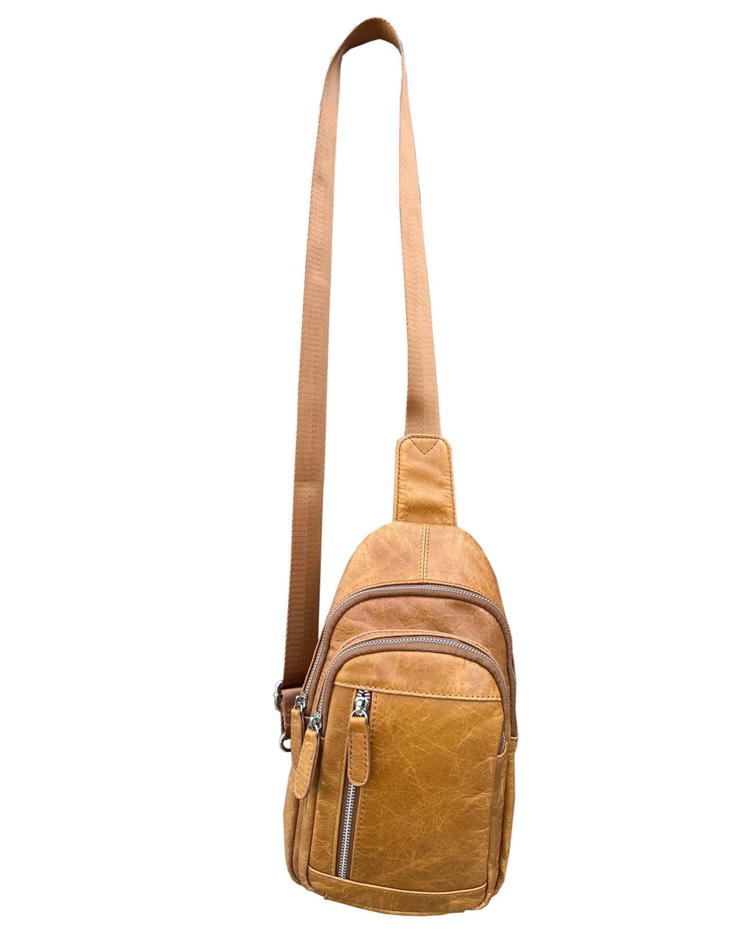 W009Cowhide leather Sling bag with adjustable shoulder strap