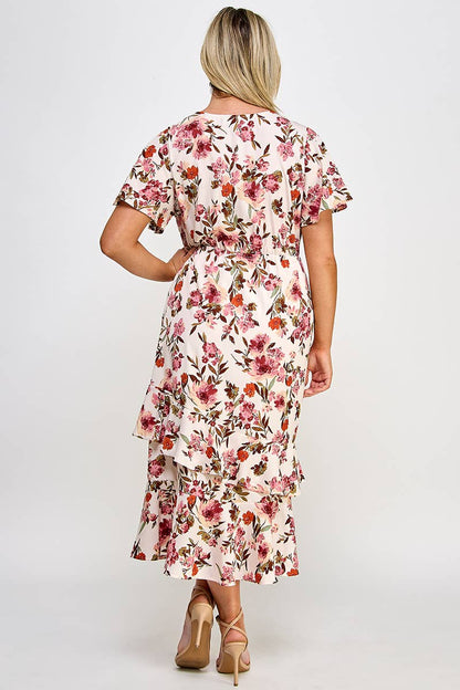 Dress floral plus size layer