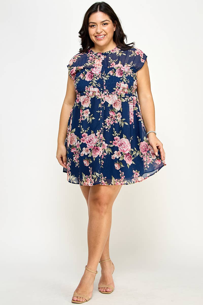 Floral Print Button-Down Dress