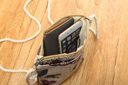 Butterfly Crossbody Bag With Rope Strap