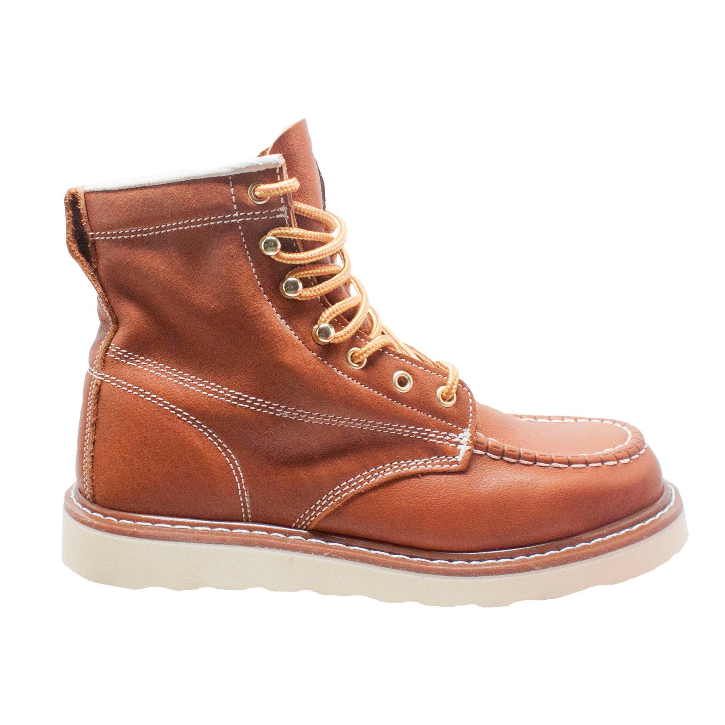 Mens Brown Moc Toe Work Boot