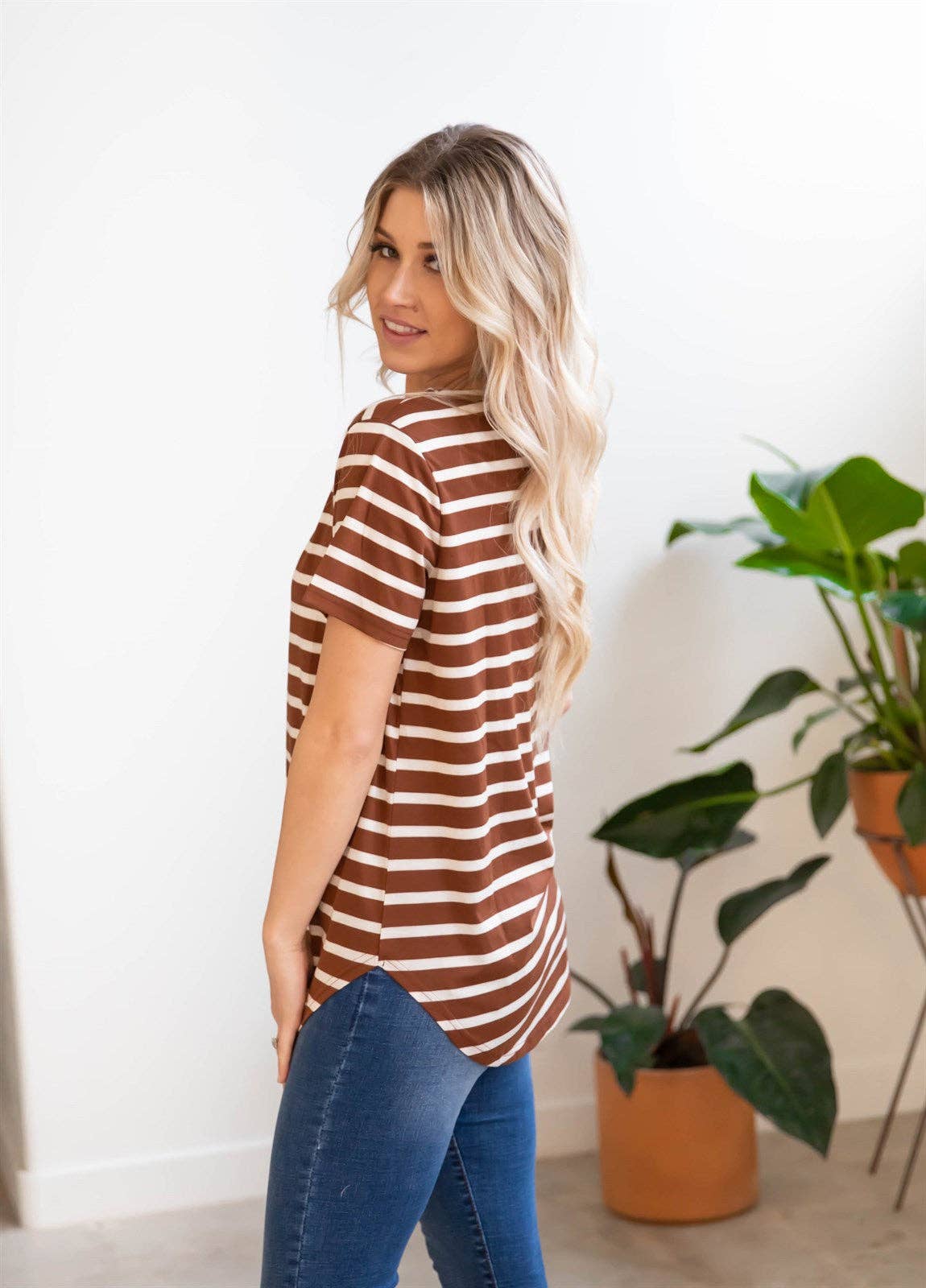 Short Sleeve Striped Mia Top | S-3X