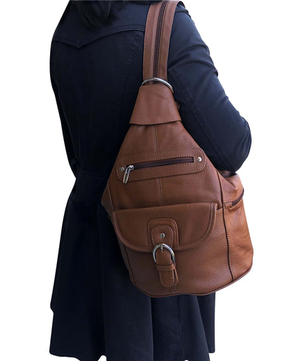 3611A cowhide leather backpack brown