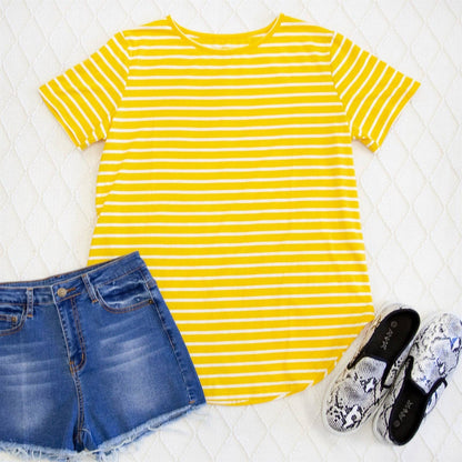 Short Sleeve Striped Mia Top | S-3X