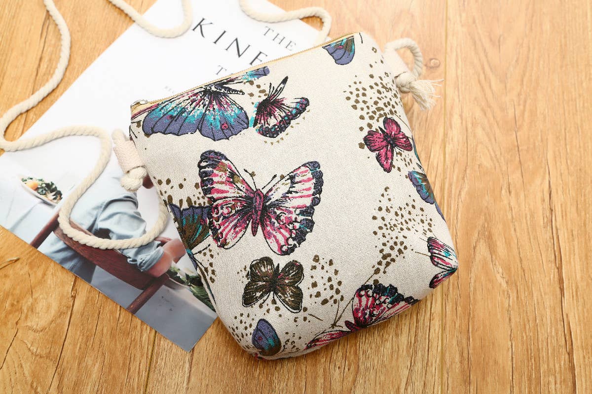 Butterfly Crossbody Bag With Rope Strap