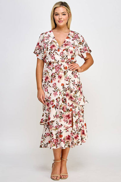 Plus Size Ruffled Midi Dress - SS2466P-D