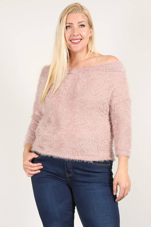 Plus Size Faux Mink Sweater Top