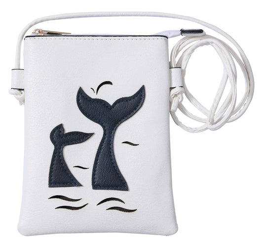 White - Whale Tail Lacer cut crossbody cellphone bag