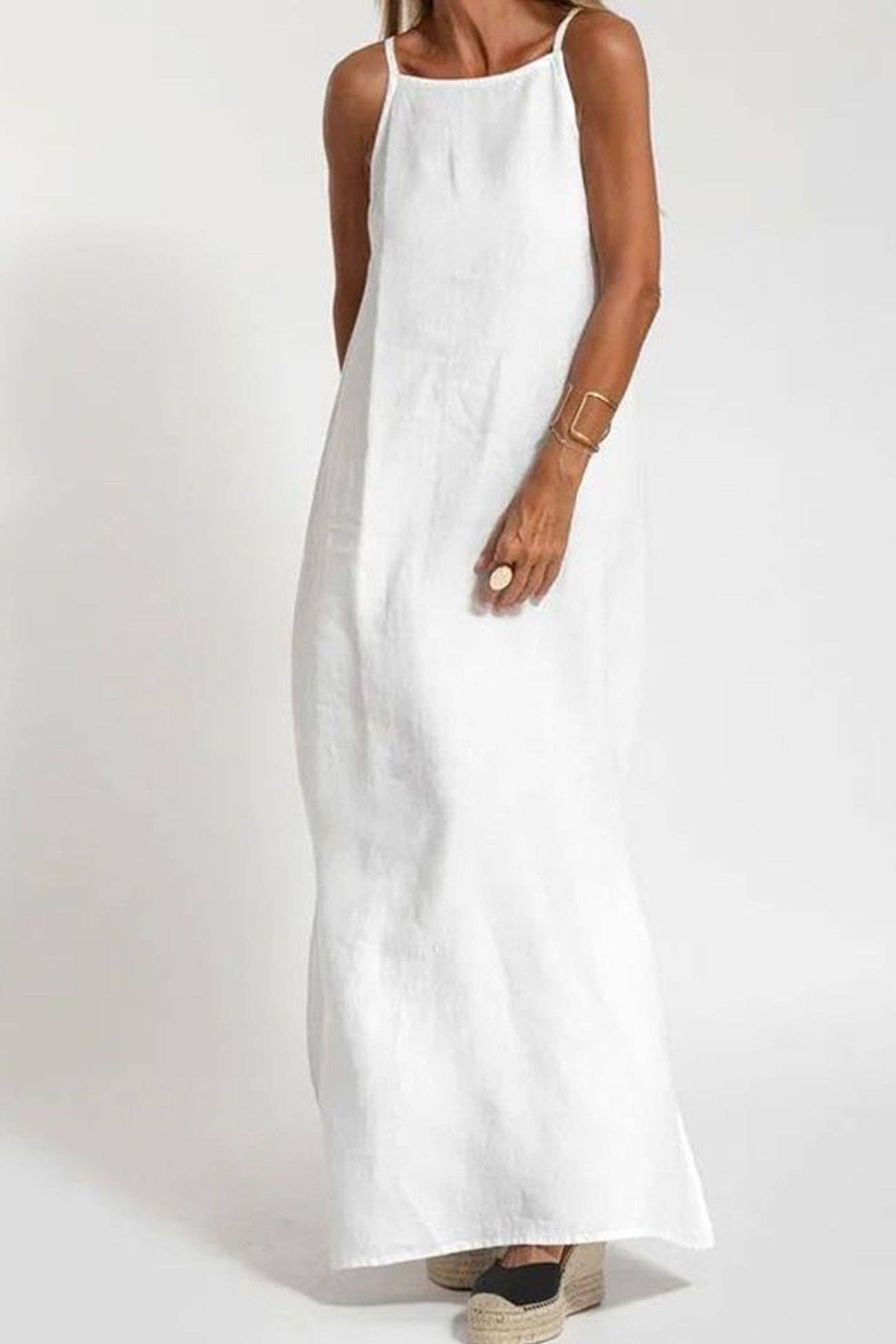 Cotton Linen Slit Cami Dress