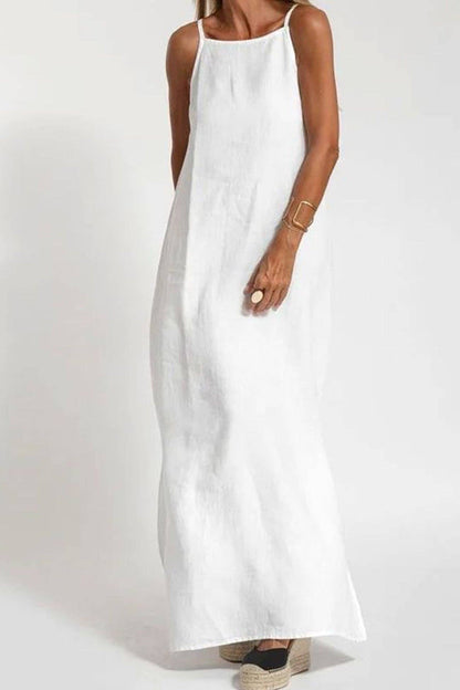 Cotton Linen Slit Cami Dress