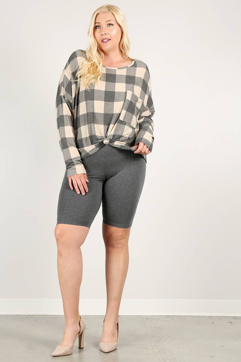 Plus Size Check Print Sweatshirt - Plus Size Clothing