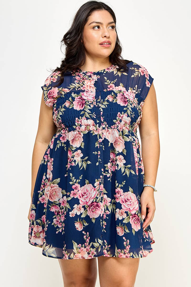 Floral Print Button-Down Dress