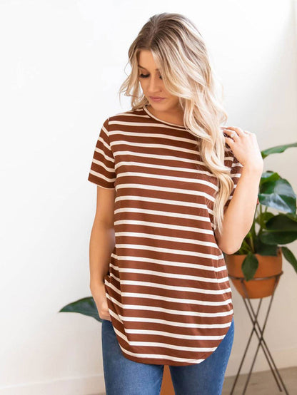 Short Sleeve Striped Mia Top | S-3X