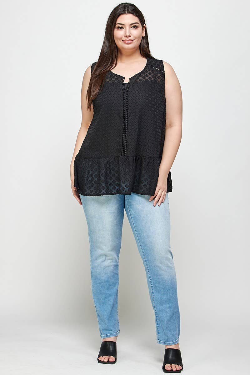 Plus Size Crochet Trim Ruffled Tunic - Plus Size Clothing