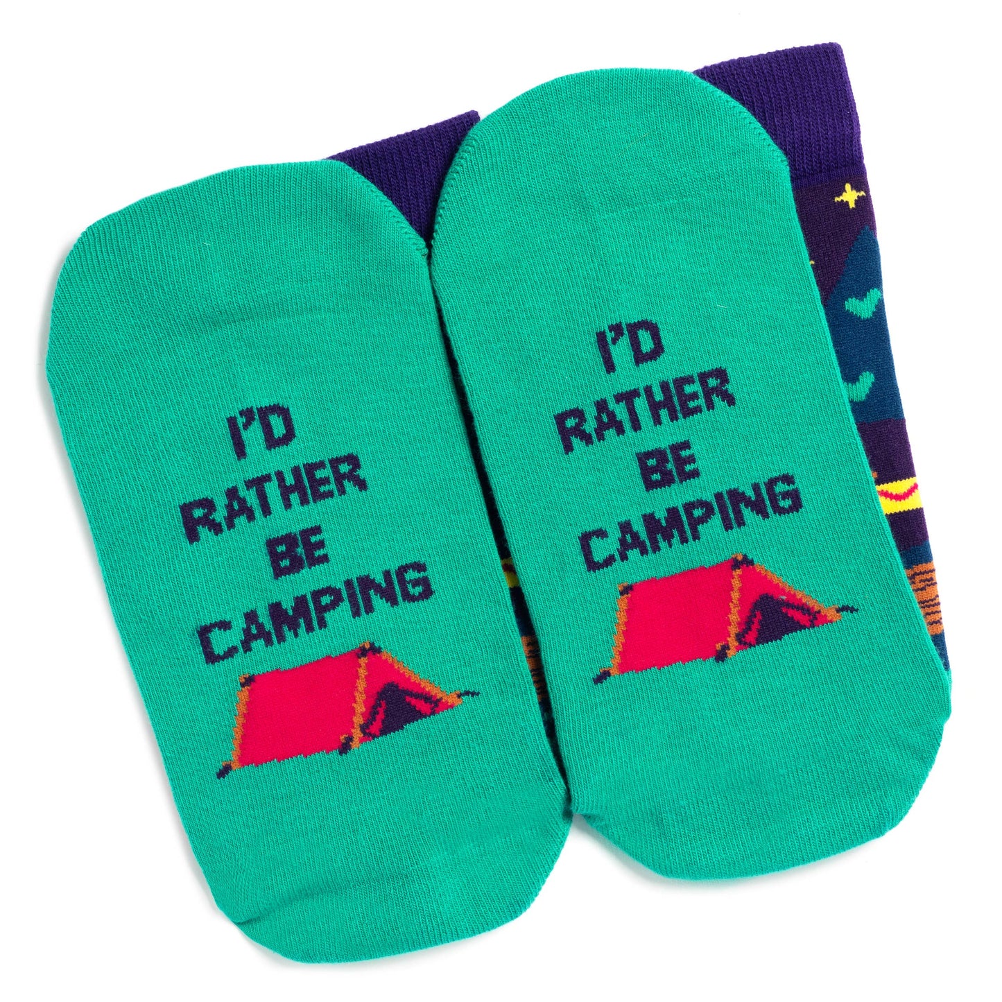 I'd Rather Be Camping Socks (Purple/Teal) Socks