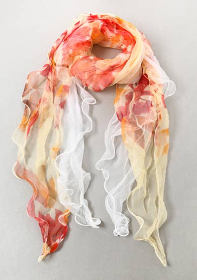 Soft colour multi layer ruffle silk scarf #85