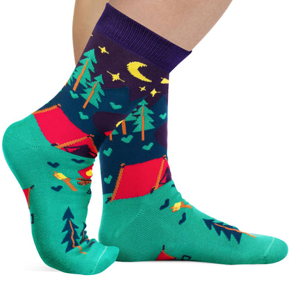 I'd Rather Be Camping Socks (Purple/Teal) Socks