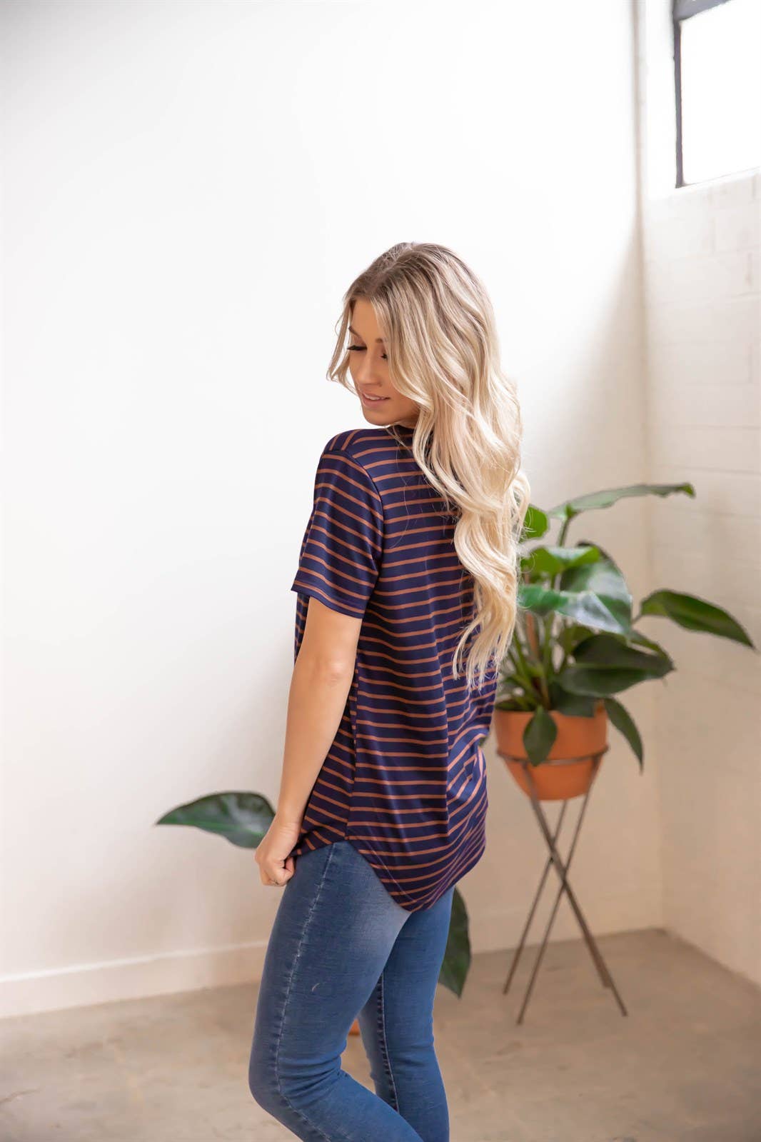 Short Sleeve Striped Mia Top | S-3X